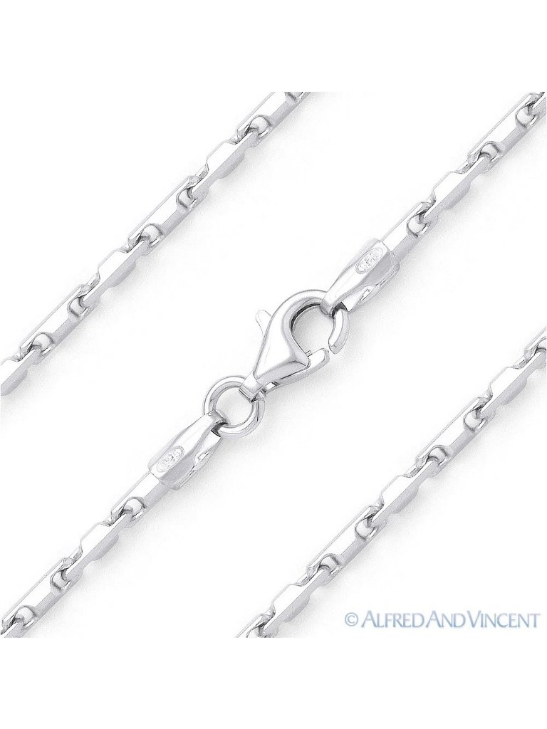 2.3mm Heshe Bar Link Italian Chain Necklace In .925 Sterling Silver - 20"